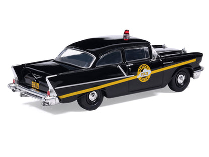 1957 Chevrolet One-Fifty Police Car "Kentucky State Police" Black with Yellow Stripes 1/64 Diecast Model Car by IXO Models