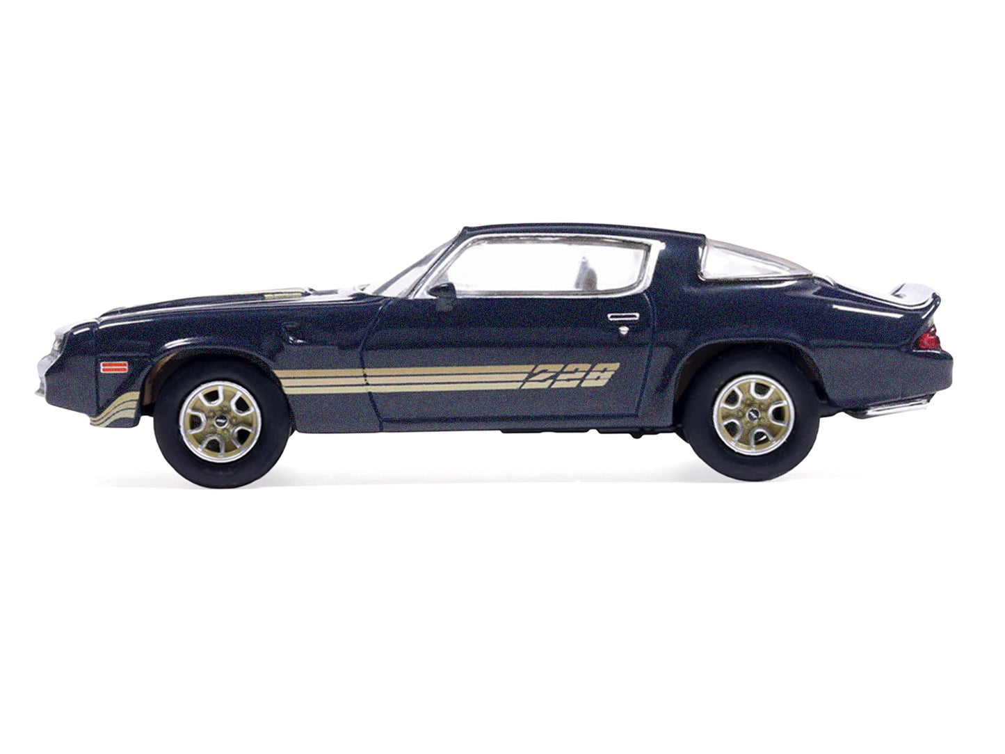 1981 Chevrolet Camaro Z28 Dark Blue Metallic with Gold Stripes and Interior 1/64 T&y Diecast Model Car by IXO Models