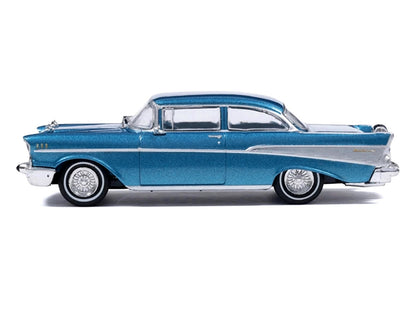 1957 Chevrolet Bel Air Sedan Harbor Blue Metallic Blue Interior 1/64 Diecast
