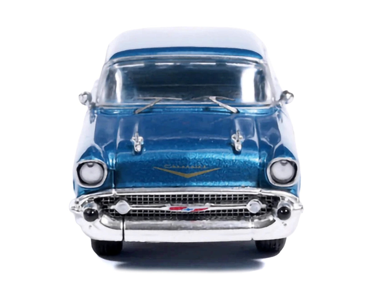 1957 Chevrolet Bel Air Sedan Harbor Blue Metallic Blue Interior 1/64 Diecast