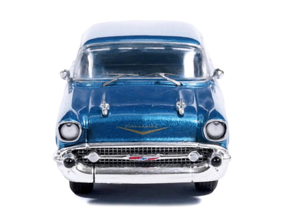 1957 Chevrolet Bel Air Sedan Harbor Blue Metallic Blue Interior 1/64 Diecast