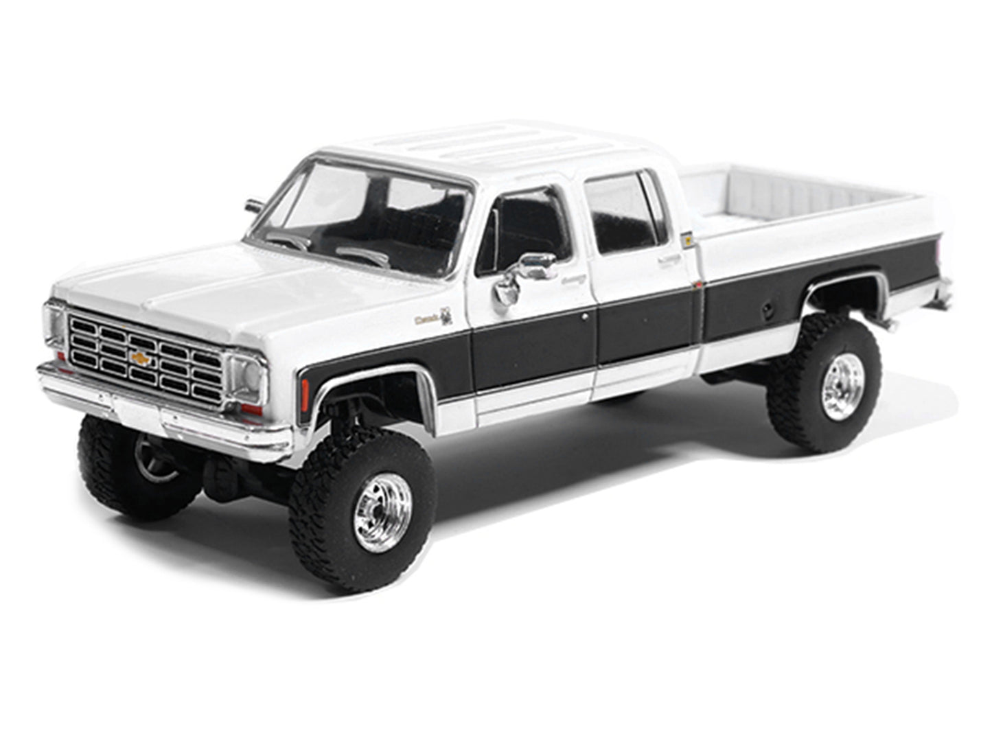 1978 Chevrolet Silverado K30 Crew Cab Pickup Truck White and Black 1/64 T&y Diecast Model Car by IXO Models