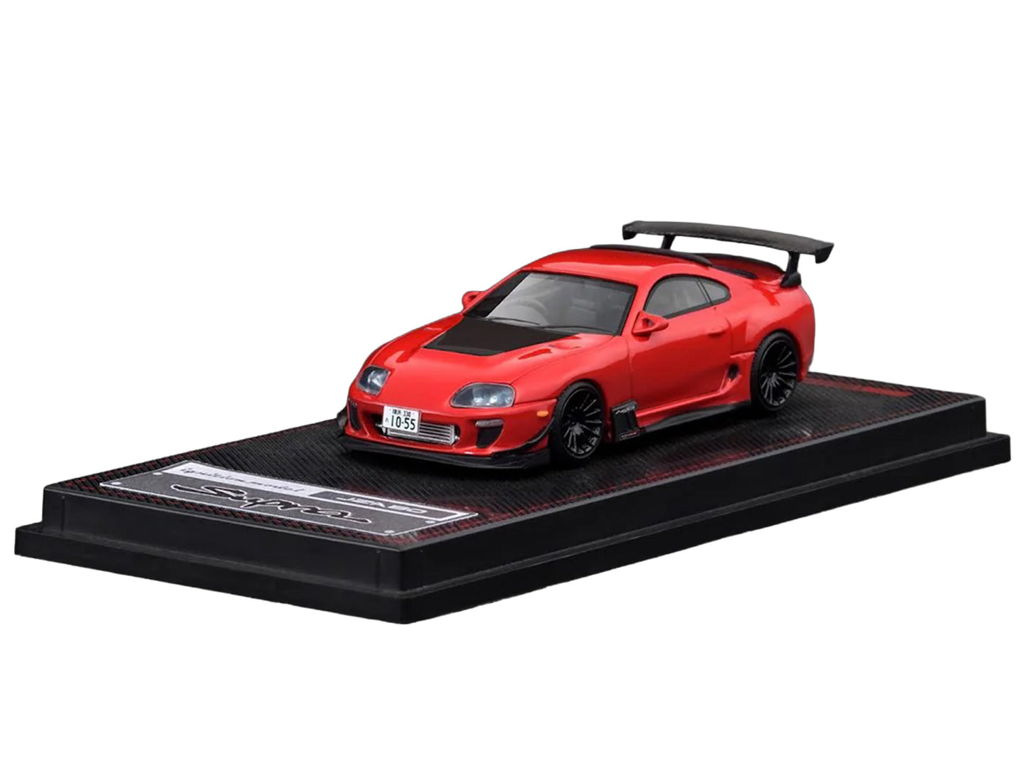 T&yota Supra (JZA80) RZ RHD (Right Hand Drive) Red with Carbon Hood 1/64 T&y Diecast Model Car by Ignition Model