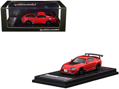 T&yota Supra (JZA80) RZ RHD (Right Hand Drive) Red with Carbon Hood 1/64 T&y Diecast Model Car by Ignition Model