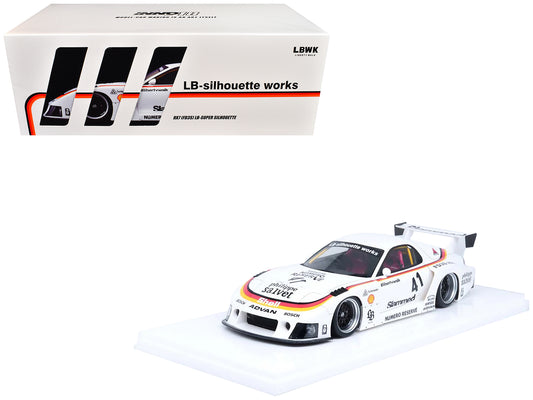 Mazda RX7 (FD3S) LB-Super Silhouette RHD (Right Hand Drive) #41 White with Stripes and Graphics 1/18 Model Car by Inno Models T&y