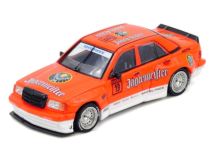 Pandem Rocket Bunny 190E #19 "Jagermeister" Orange and White 1/64 T&y Diecast Model Car by Inno Models
