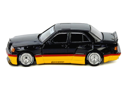 Pandem Rocket Bunny 190E Black with Red and Yellow Stripes "Diecast Con Madrid 2026 Event Edition" 1/64 Diecast Model Car by Inno Models