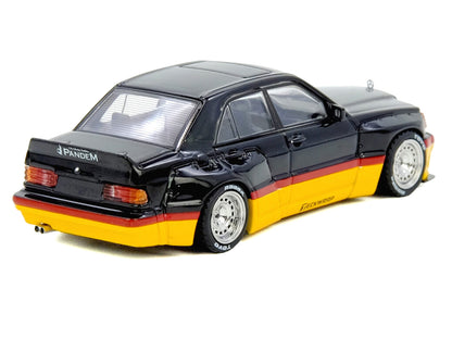 Pandem Rocket Bunny 190E Black with Red and Yellow Stripes "Diecast Con Madrid 2026 Event Edition" 1/64 Diecast Model Car by Inno Models