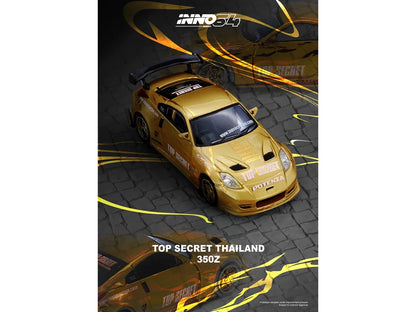 Nissan "Top Secret Thailand" 350Z RHD (Right Hand Drive) Gold Metallic with Graphics 1/64 T&y Diecast Model Car by Inno Models
