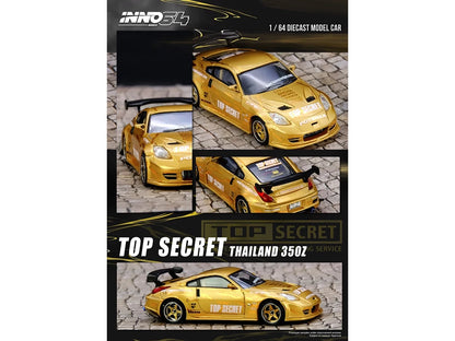 Nissan "Top Secret Thailand" 350Z RHD (Right Hand Drive) Gold Metallic with Graphics 1/64 T&y Diecast Model Car by Inno Models