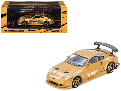 Nissan "Top Secret Thailand" 350Z RHD (Right Hand Drive) Gold Metallic with Graphics 1/64 T&y Diecast Model Car by Inno Models