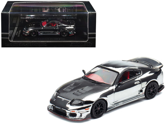 Toyota Supra Top Secret GT300 RHD Chrome Carbon Hood Red Interior 1/64 Diecast