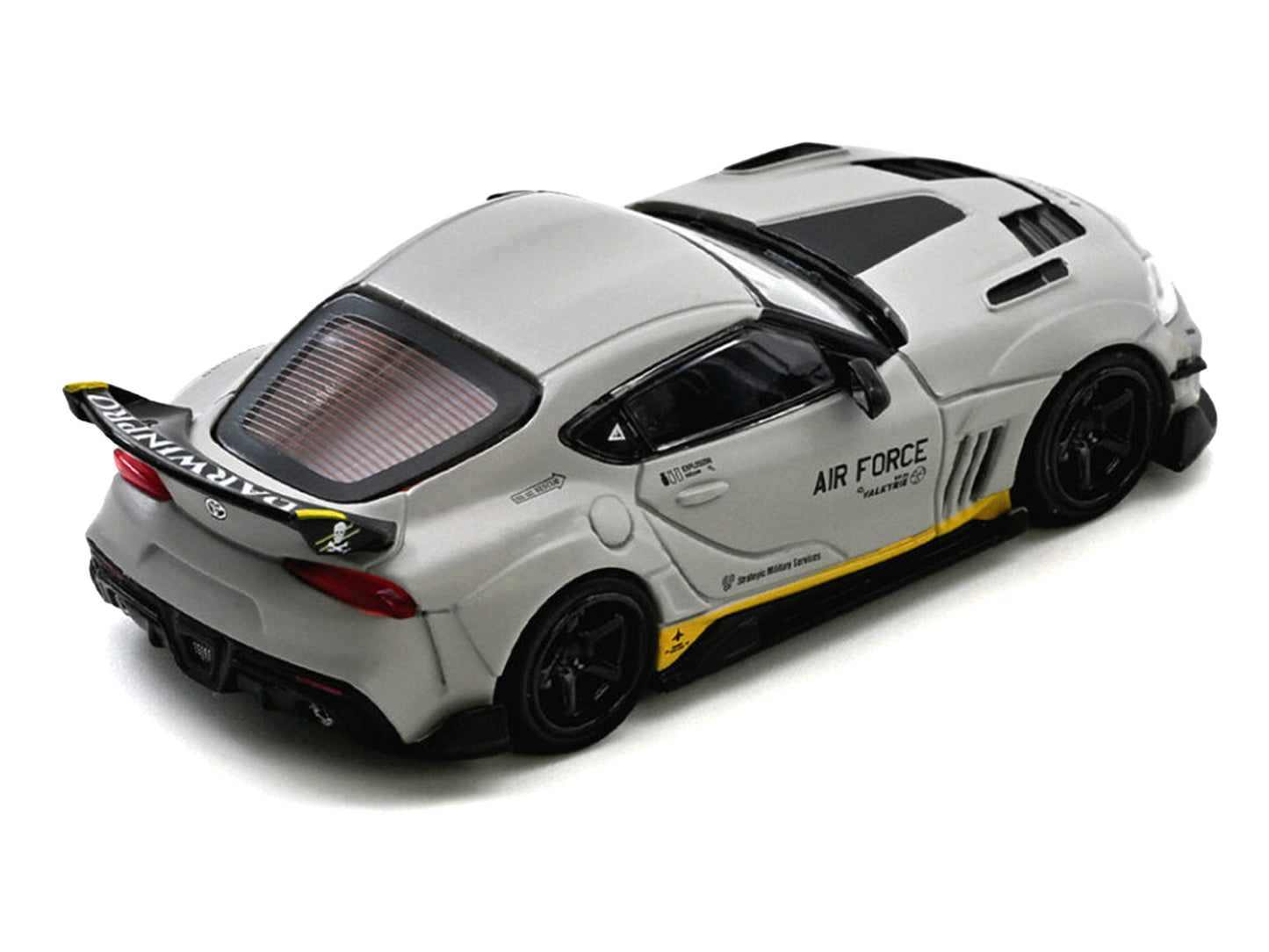 T&yota Supra (A90) WBK DarwinPro "Air Force" Matt Gray with Carbon Accents 1/64 T&y Diecast Model Car by Inno Models