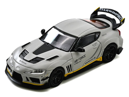 T&yota Supra (A90) WBK DarwinPro "Air Force" Matt Gray with Carbon Accents 1/64 T&y Diecast Model Car by Inno Models