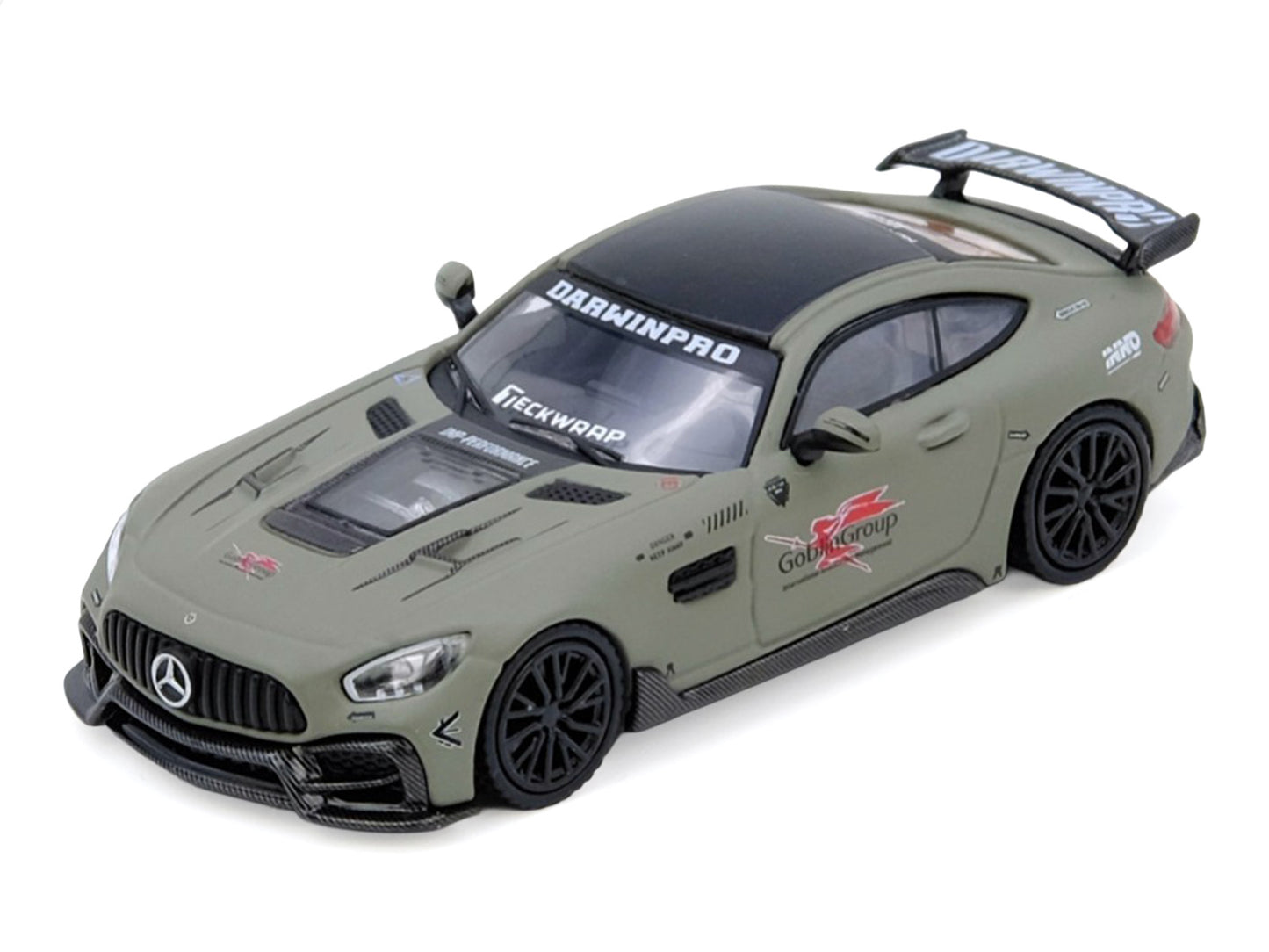 DarwinPRO iMP-Performance AMG GT "Goblin Group" Matt Green with Black Top 1/64 Diecast Model Car by Inno Models