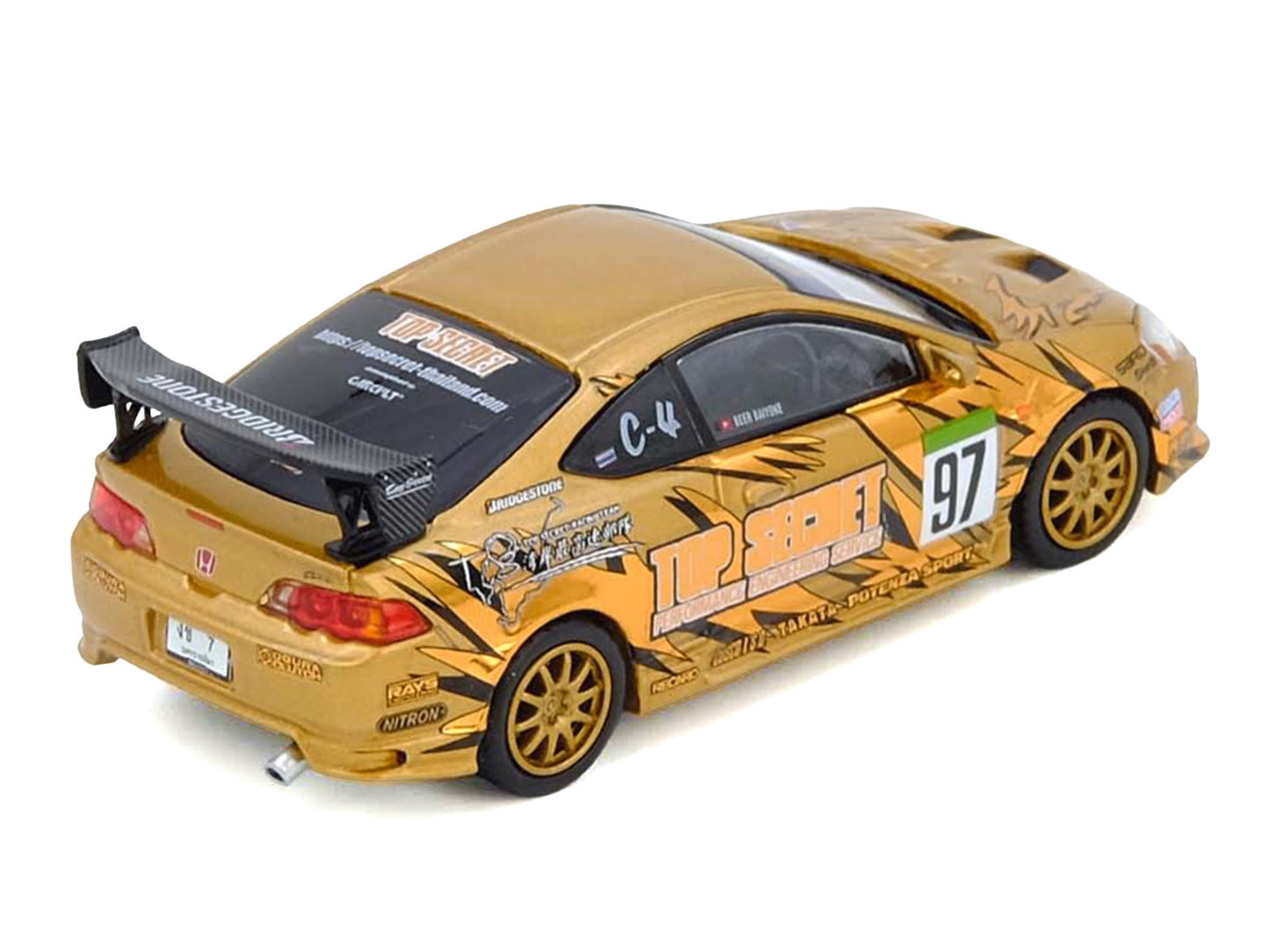 Honda Integra Type R (DC5) RHD (Right Hand Drive) #97 "Top Secret Thailand" Gold Metallic with Graphics "Honda Fest Thailand 2025"1/64 T&y Diecast Model Car by Inno Models