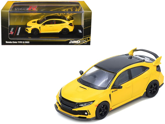 Honda Civic Type R (FK8) RHD (Right Hand Drive) Yellow with Black Top 1/64 T&y Diecast Model Car by Inno Models