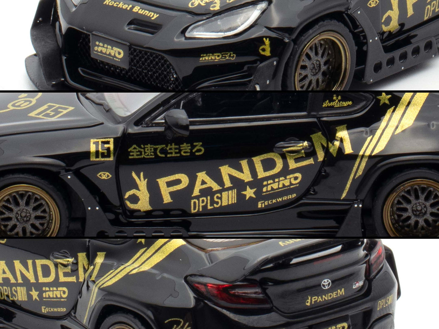 Toyota GR86 "Pandem" RHD (Right Hand Drive) Black with Gold Graphics "Hobby Expo China 2025 Event Exclusive" 1/64 Diecast Model Car by Inno Models