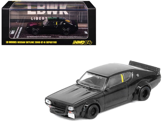 Nissan Skyline 2000 GT-R (KPGC110) RHD (Right Hand Drive) "LB-Works" Black 1/64 T&y Diecast Model Car by Inno Models