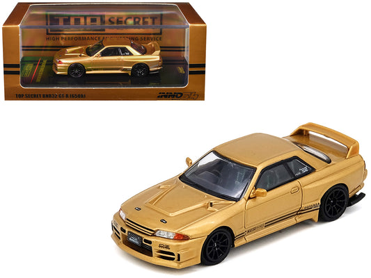 Nissan Skyline "Top Secret" BNR32 GT-R (650R) RHD (Right Hand Drive) Gold Metallic 1/64 T&y Diecast Model Car by Inno Models