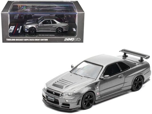 Nissan Skyline GT-R (R34) Z-Tune RHD (Right Hand Drive) Gray Metallic "Thailand T&y Diecast Expo 2025 Event Edition" 1/64 T&y Diecast Model Car by Inno Models