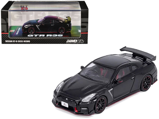 Nissan GT-R (R35) Nismo RHD (Right Hand Drive) Nismo Black with Carbon Hood and Top 1/64 T&y Diecast Model Car by Inno Models