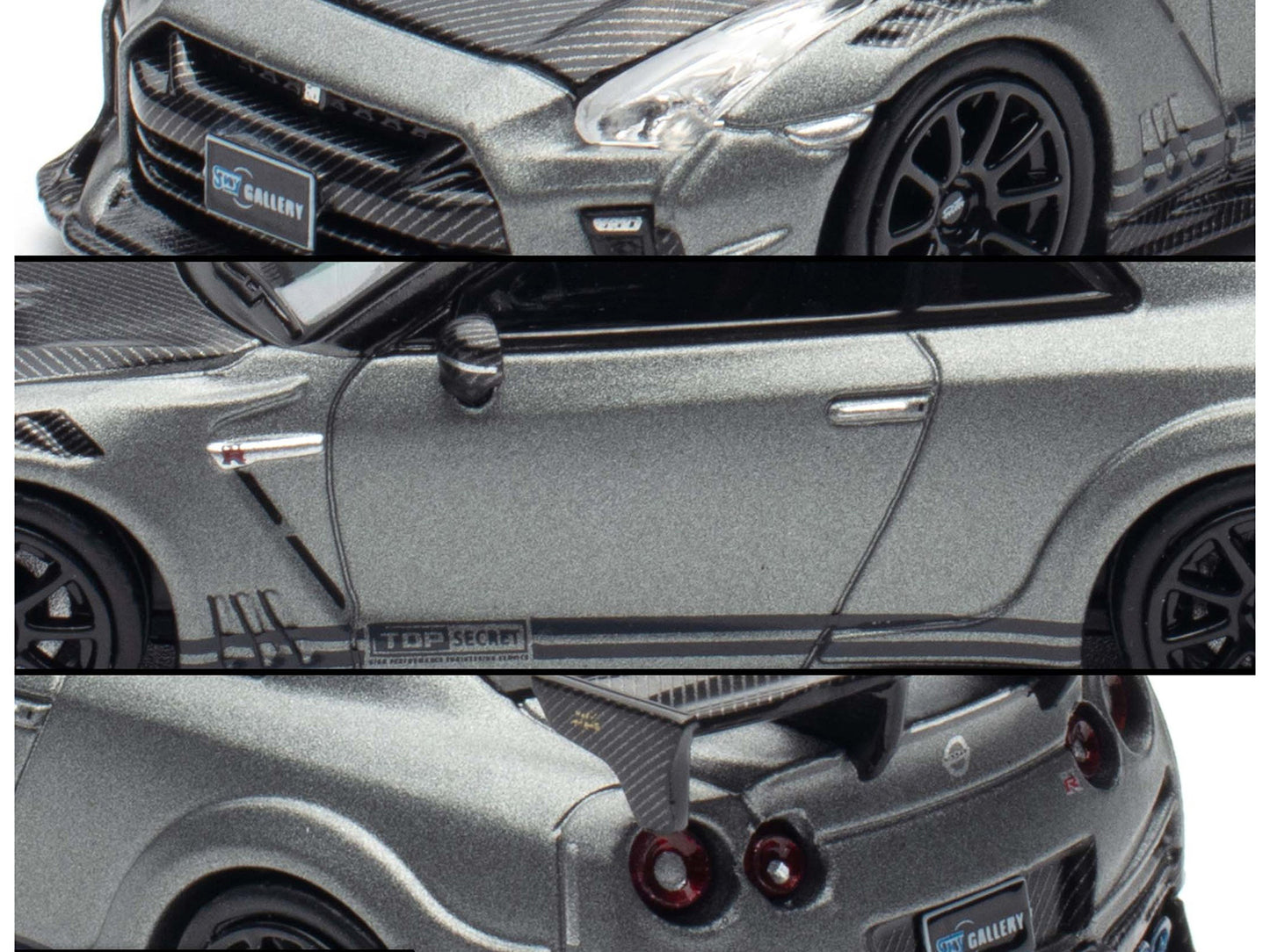 Nissan GT-R (R35) "Top Secret" RHD (Right Hand Drive) Gray Metallic with Carbon Hood "IAM Bangkok 2025 Event Edition" 1/64 Diecast Model Car by Inno Models