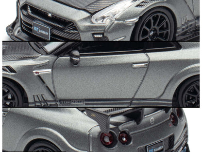 Nissan GT-R (R35) "Top Secret" RHD (Right Hand Drive) Gray Metallic with Carbon Hood "IAM Bangkok 2025 Event Edition" 1/64 Diecast Model Car by Inno Models