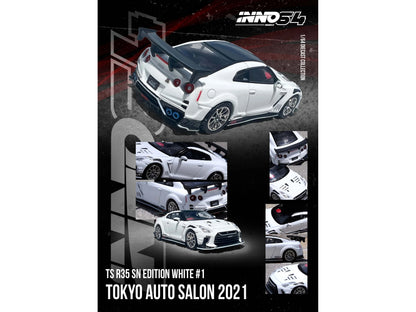 Nissan GT-R (R35) "Top Secret" RHD (Right Hand Drive) White with Black Top "Tokyo Auto Salon 2021" 1/64 Diecast Model Car by Inno Models
