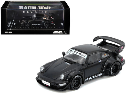 RWB 964 Matt Black 1/64 Diecast Model Car by Inno Models