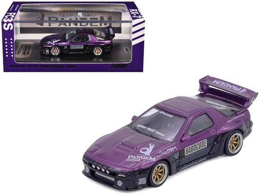 Mazda RX7 (FC3S) "Pandem Rocket Bunny" Kit Purple Metallic and Black 1/64 T&y Diecast Model Car by Inno Models