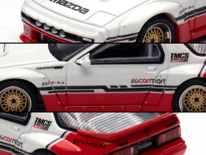 Mazda RX-7 (FC3S) "Pandem Rocket Bunny" White and Red with Black Stripes "The Model Car Show Singapore 2025 Event Edition" 1/64 Diecast Model Car by Inno Models