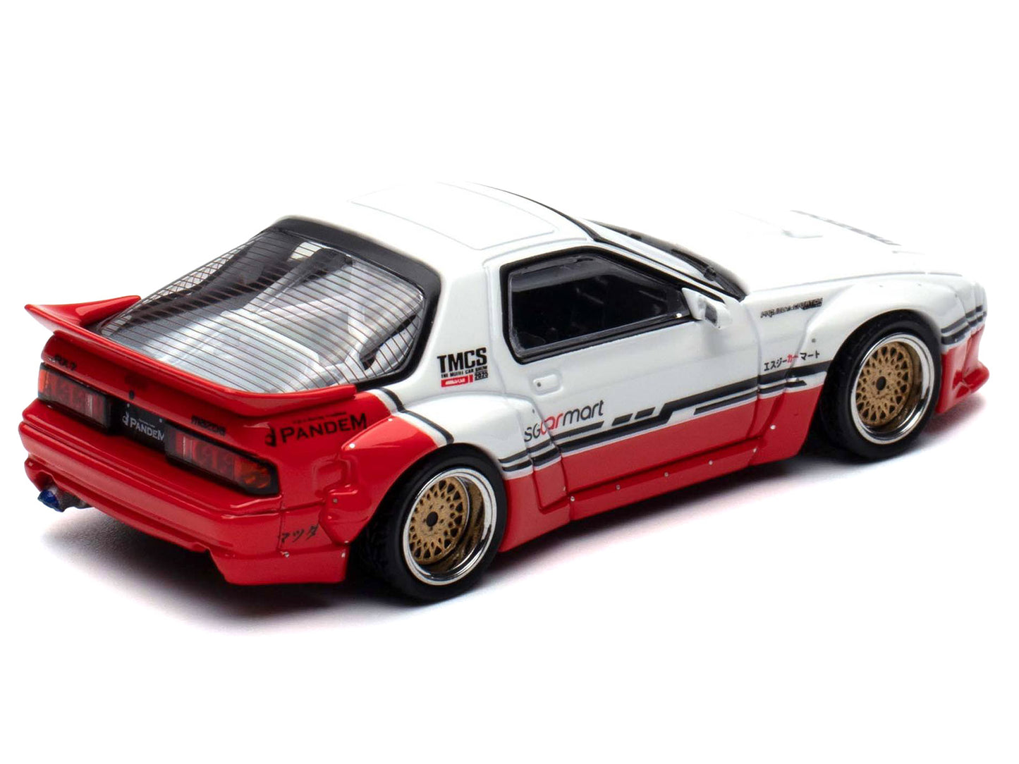 Mazda RX-7 (FC3S) "Pandem Rocket Bunny" White and Red with Black Stripes "The Model Car Show Singapore 2025 Event Edition" 1/64 Diecast Model Car by Inno Models