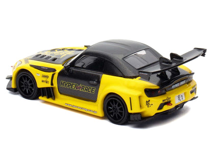 Honda S2000 RHD (Right Hand Drive) "J's Racing" Yellow with Carbon Hood and Top with Graphics "Tokyo Auto Salon Kuala Lumpur 2025 Event Edition" 1/64 Diecast Model Car by Inno Models