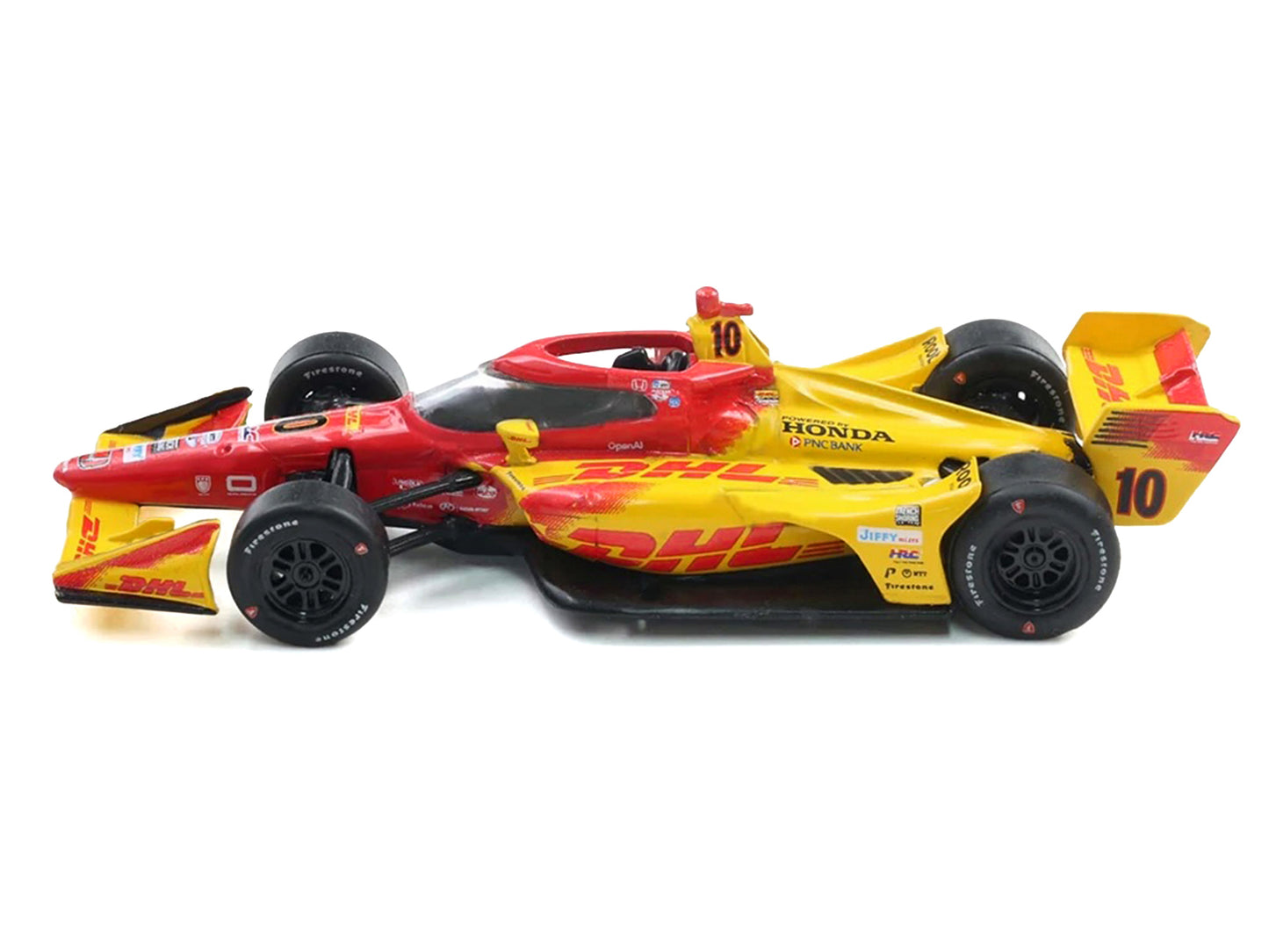 Dallara IndyCar #10 Alex Palou "DHL" Chip Ganassi Racing (Road Course Configuration) Champion "NTT IndyCar Series" (2025) with Trading Card 1/64 Diecast Model Car by IXO Models