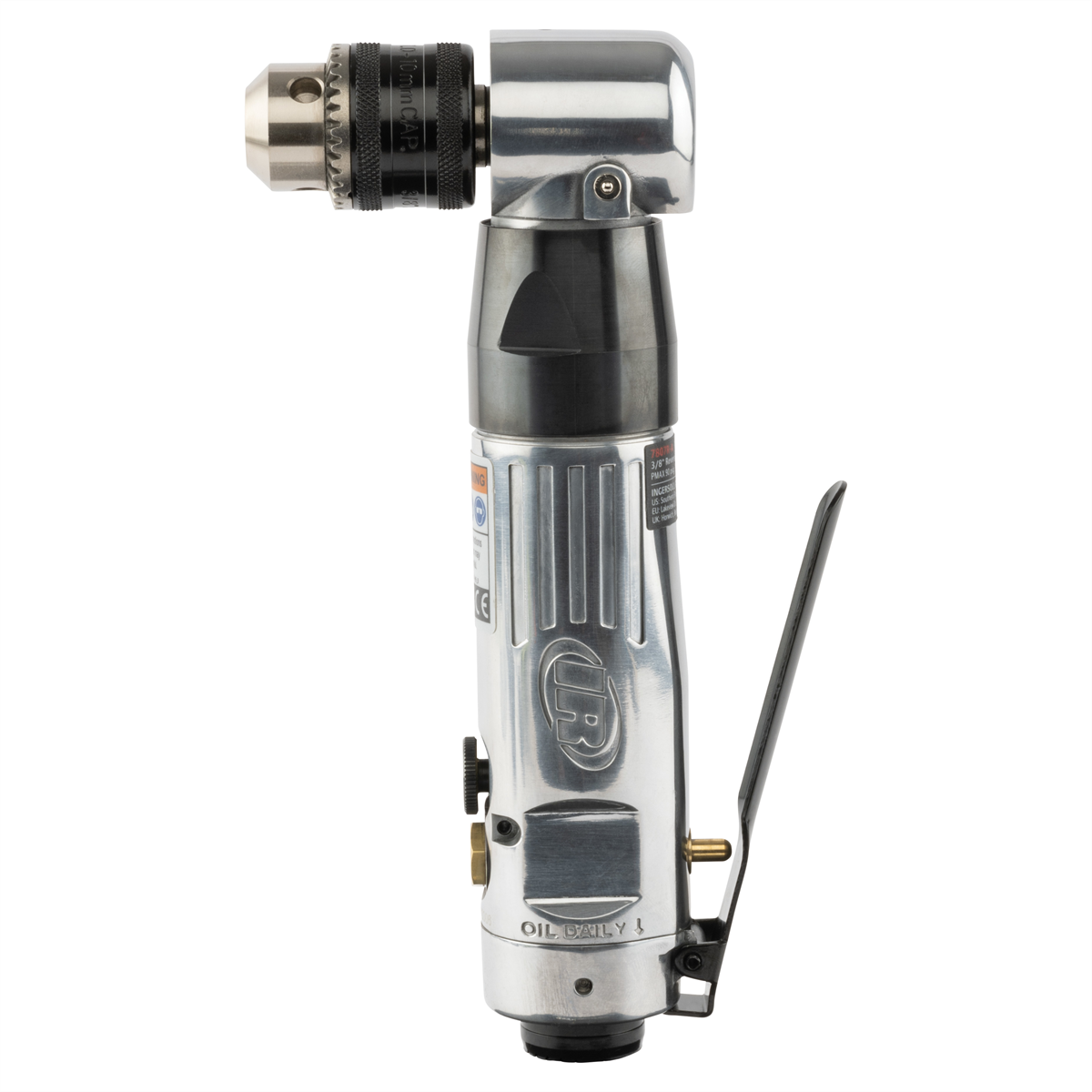 Ingersoll Rand 3/8" Keyed Chuck, Right Angle Reversible Air Drill, 1800 RPM, 0.33 HP