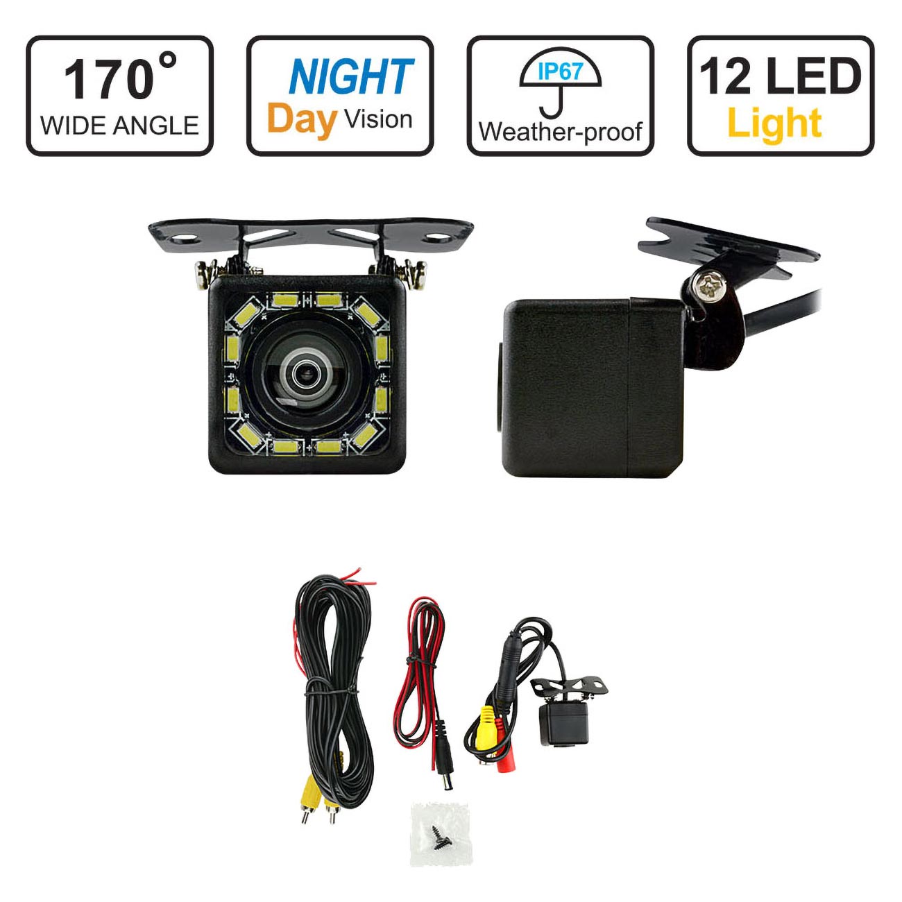 Installation Solution Car Rear View Camera 12 LED Lights with Guideline View
