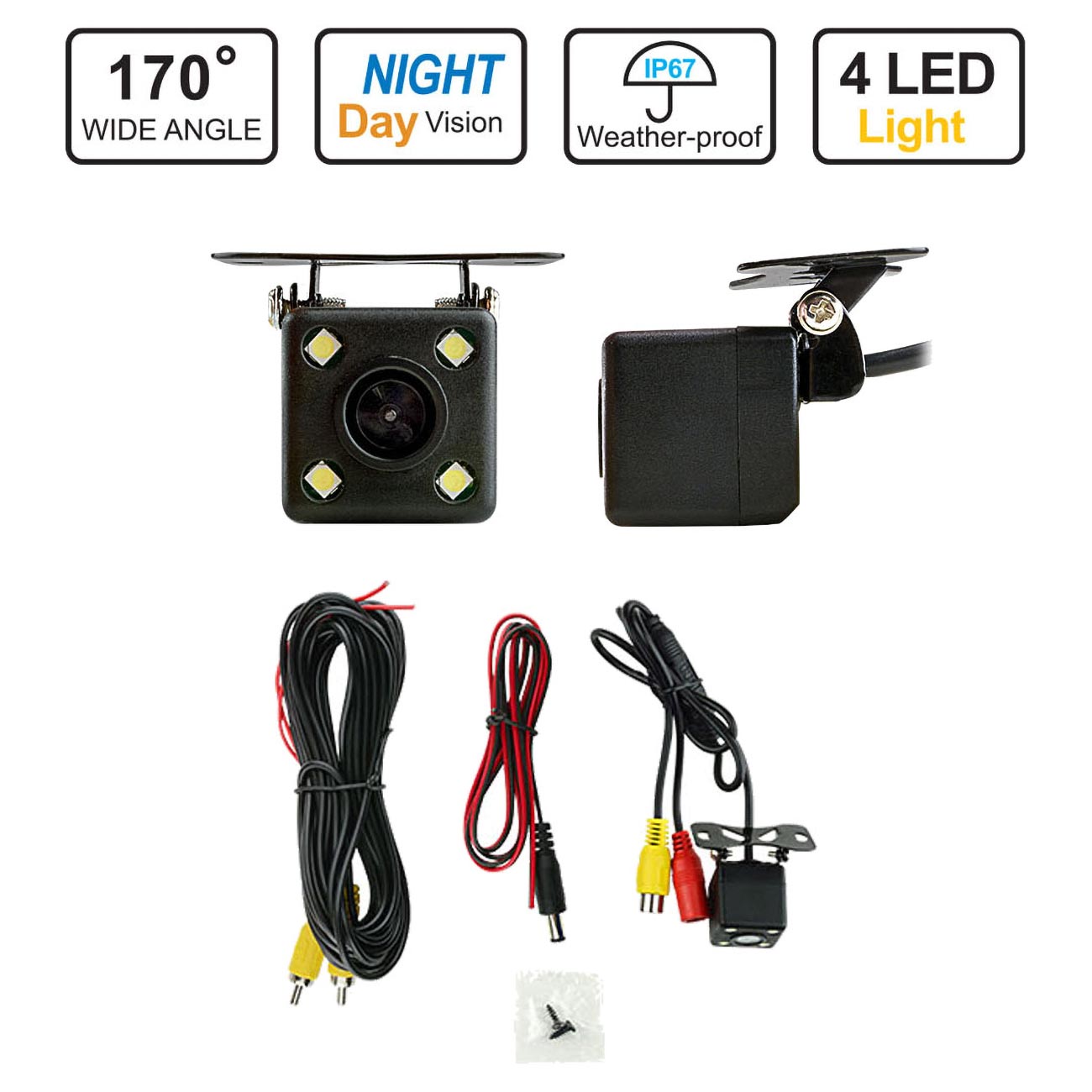 Installation Solution Car Rear View Camera 4 LED Lights with Guideline View