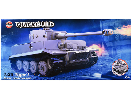 Skill 1 Model Kit Tiger I Tank German Army Snap Together Painted Plastic Model