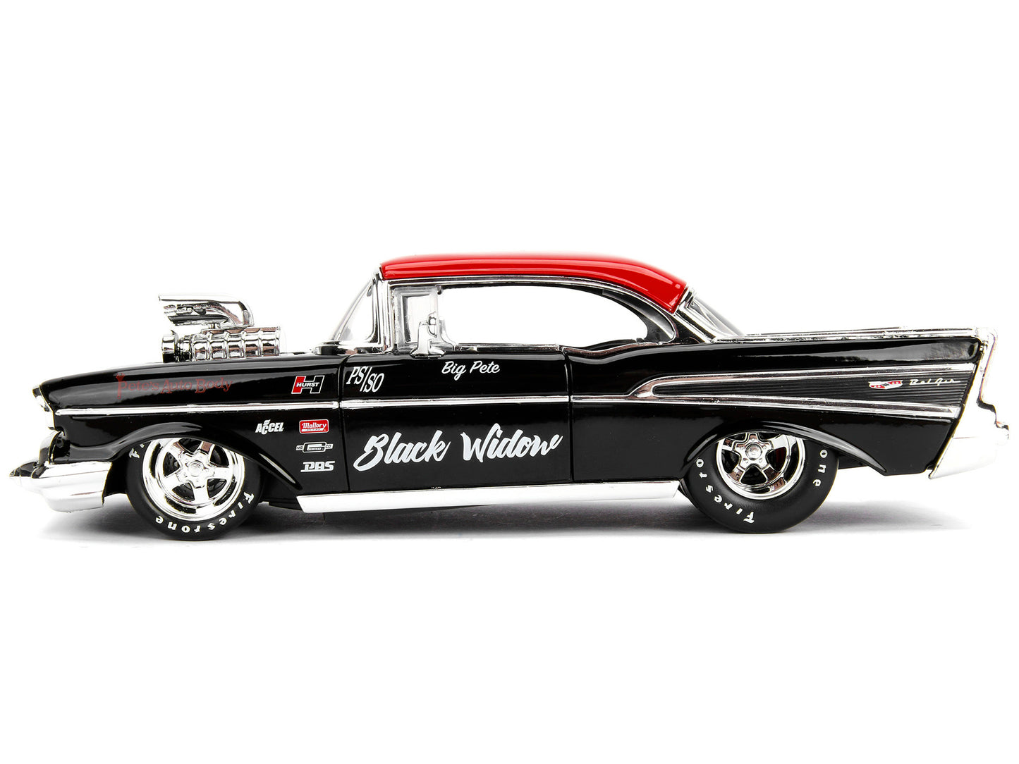 1957 Chevrolet Bel Air Black with Red Top "Pete's Auto Body: Widow" "Bigtime Muscle" Series 1/24 Diecast Model Car by Jada <h2>1957 Jada</h2> <p>High-quality perfect for collectors and enthusiasts. Fe