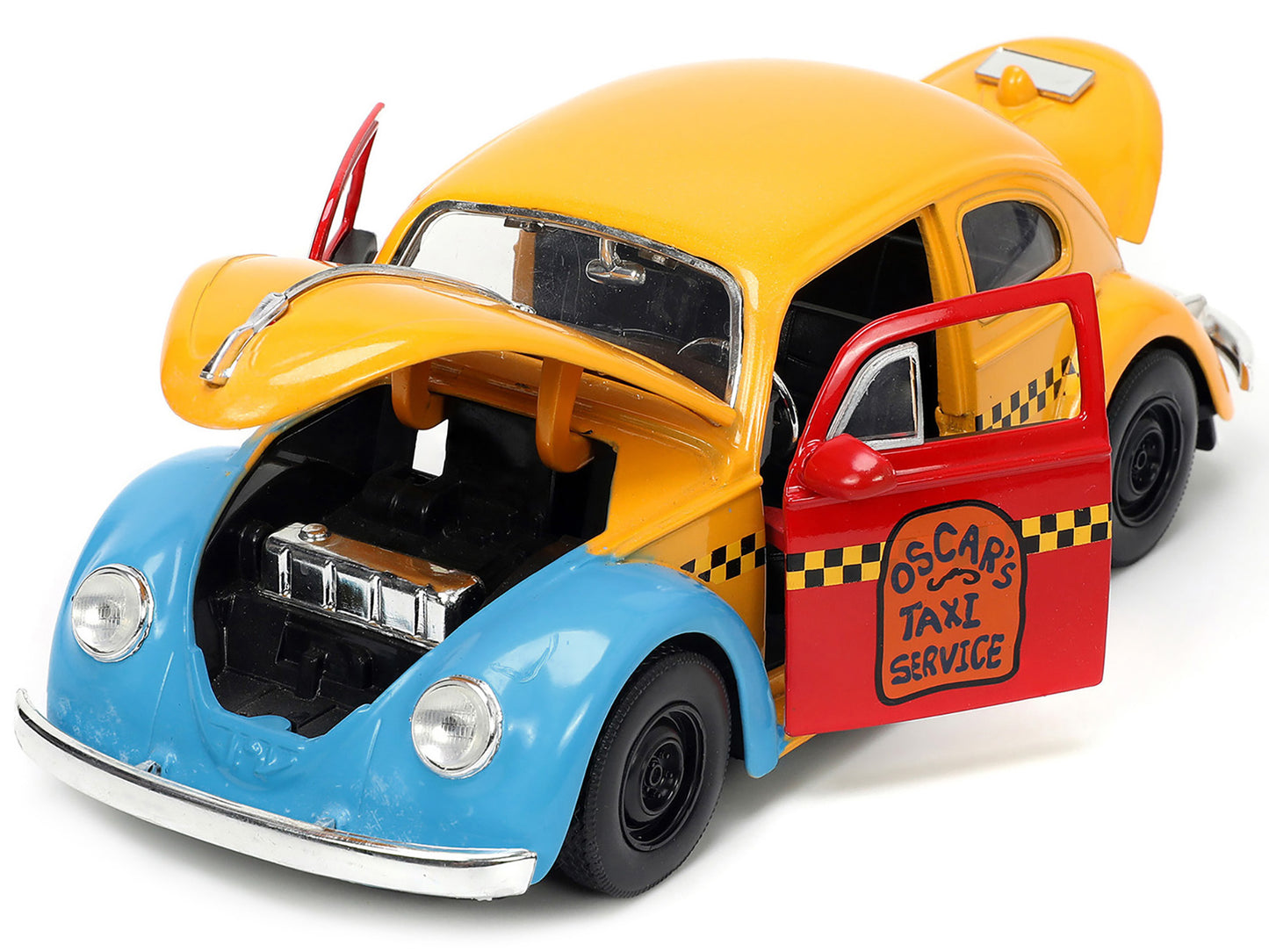 1959 Volkswagen Beetle Taxi Yellow and Blue "Oscar's Service" Oscar the Grouch Diecast Figure "Sesame Street" "Hollywood Rides" Series 1/24 Model Car by Jada <h2>1959 Jada</h2> <p>High-quality perfect