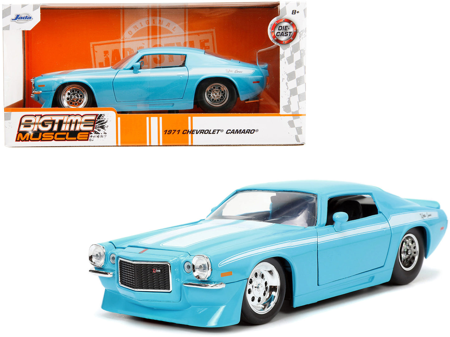 1971 Chevrolet Camaro Z/28 Light Blue with White Stripes "Bigtime Muscle" Series 1/24 Diecast Model Car by Jada <h2>1971 Jada</h2> <p>High-quality perfect for collectors and enthusiasts. Features deta