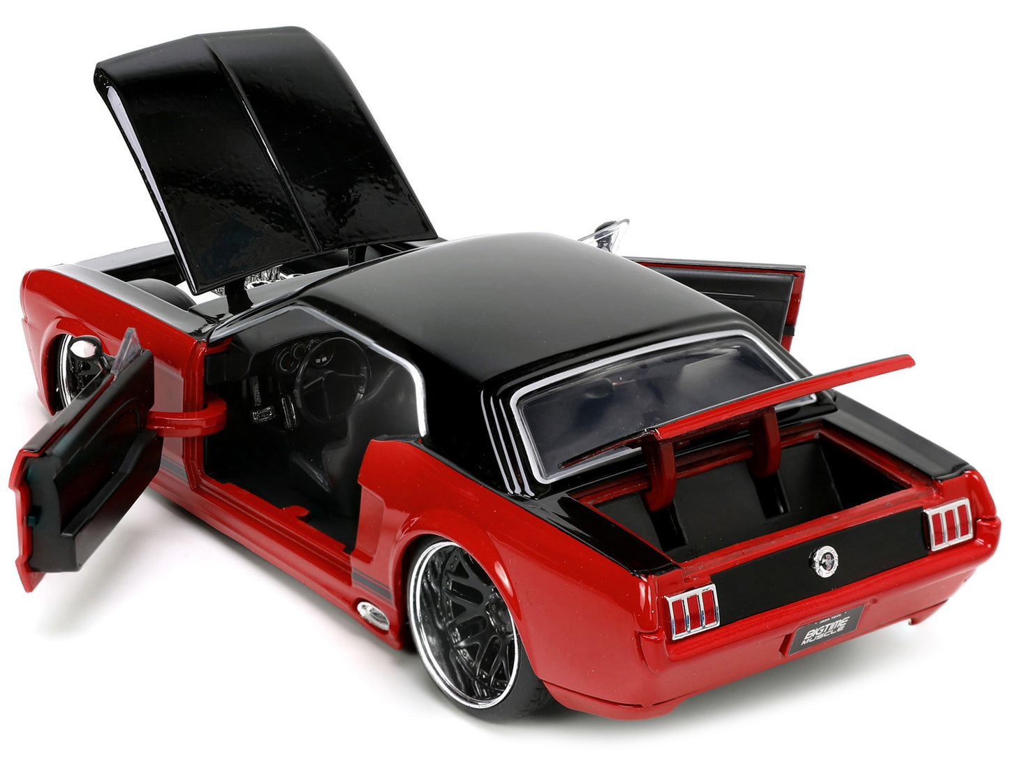 1965 Ford Mustang Custom Red and Black "Bigtime Muscle" Series 1/24 Diecast Model Car by Jada <h2>1965 Jada</h2> <p>High-quality perfect for collectors enthusiasts. Features detailed interior exterior