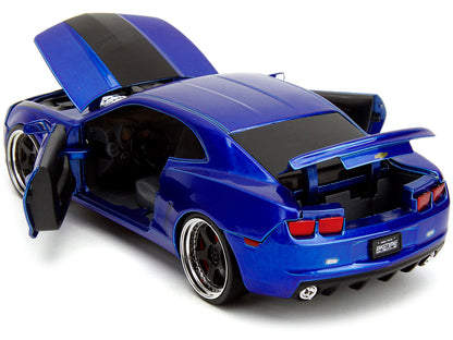 2010 Chevrolet Camaro Candy Blue with Black Hood "Bigtime Muscle" Series 1/24 Diecast Model Car by Jada <h2>2010 Jada</h2> <p>High-quality perfect for collectors and enthusiasts. Features detailed int