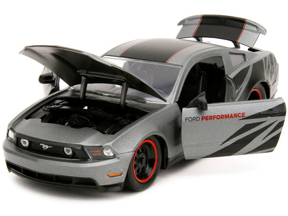 2010 Ford Mustang GT Matt Gray Metallic with Black Graphics and Stripes "Ford Performance" "Bigtime Muscle" Series 1/24 Diecast Model Car by Jada <h2>2010 Jada</h2> <p>High-quality perfect for collect
