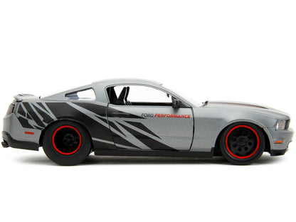 2010 Ford Mustang GT Matt Gray Metallic with Black Graphics and Stripes "Ford Performance" "Bigtime Muscle" Series 1/24 Diecast Model Car by Jada <h2>2010 Jada</h2> <p>High-quality perfect for collect