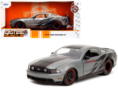 2010 Ford Mustang GT Matt Gray Metallic with Black Graphics and Stripes "Ford Performance" "Bigtime Muscle" Series 1/24 Diecast Model Car by Jada <h2>2010 Jada</h2> <p>High-quality perfect for collect