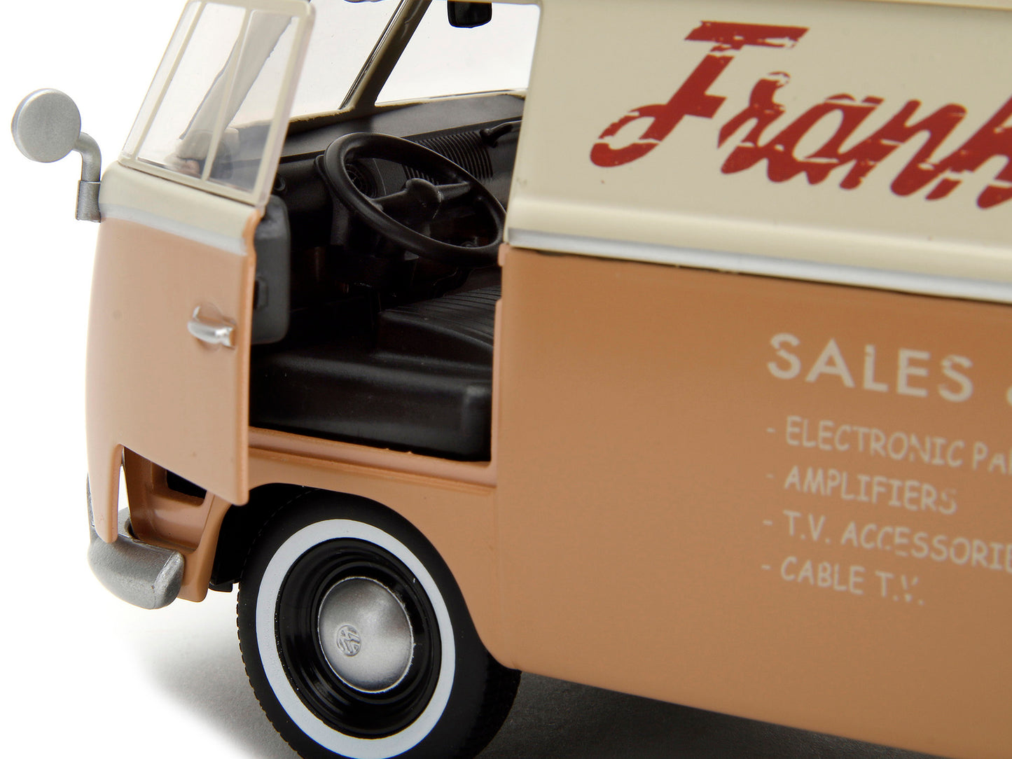 Volkswagen Bus "WheelJack" Tan and Beige "Frank's TV Repair" Transformers Logo Diecast Statue "Transformers: Rise of the Beasts" (2023) Movie "Hollywood Rides" Series 1/24 Model Car by Jada Collectibl
