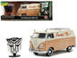 Volkswagen Bus "WheelJack" Tan and Beige "Frank's TV Repair" Transformers Logo Diecast Statue "Transformers: Rise of the Beasts" (2023) Movie "Hollywood Rides" Series 1/24 Model Car by Jada Collectibl