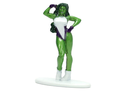 1973 Plymouth Barracuda Green Metallic and White She-Hulk Diecast Figure "The Savage She-Hulk" "Hollywood Rides" Series 1/32 Model Car by Jada <h2>1973 Jada</h2> <p>High-quality perfect for collectors
